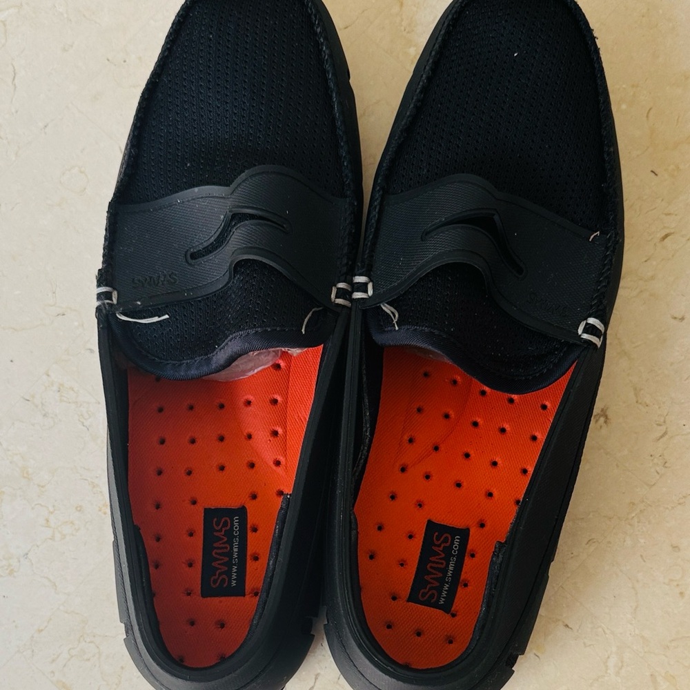 Swims Black and Orange Loafers